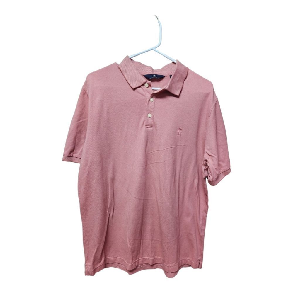 1048 -Hart Schaffner Marx Wool short sleeve Polo Sz.L - Very Nice - Coral/Salmon